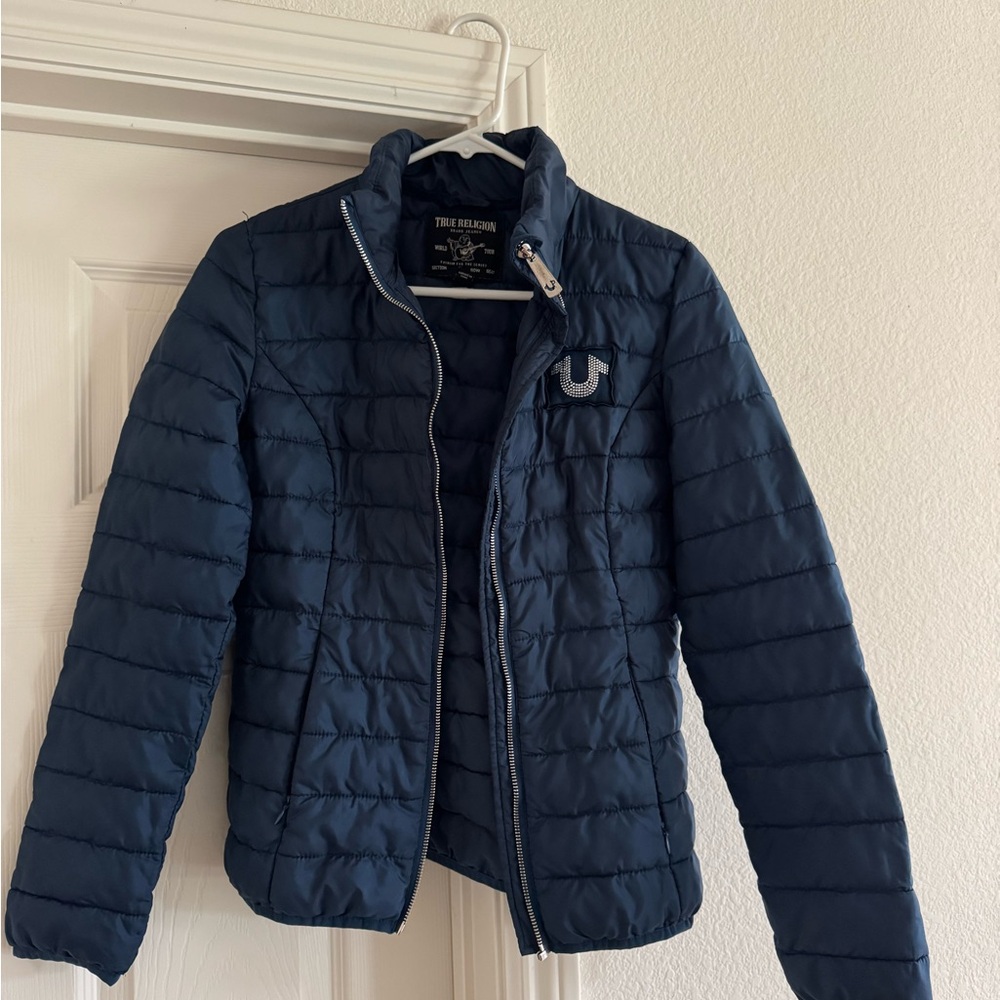 Women’s true religion slim Puffer Jacket with Rhinestone Logo XS